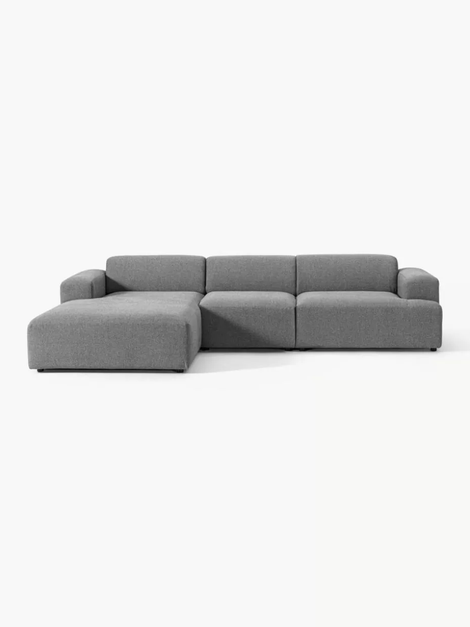 Sofas-Westwing Collection Ecksofa Melva (4-Sitzer) Webstoff Dunkelgrau