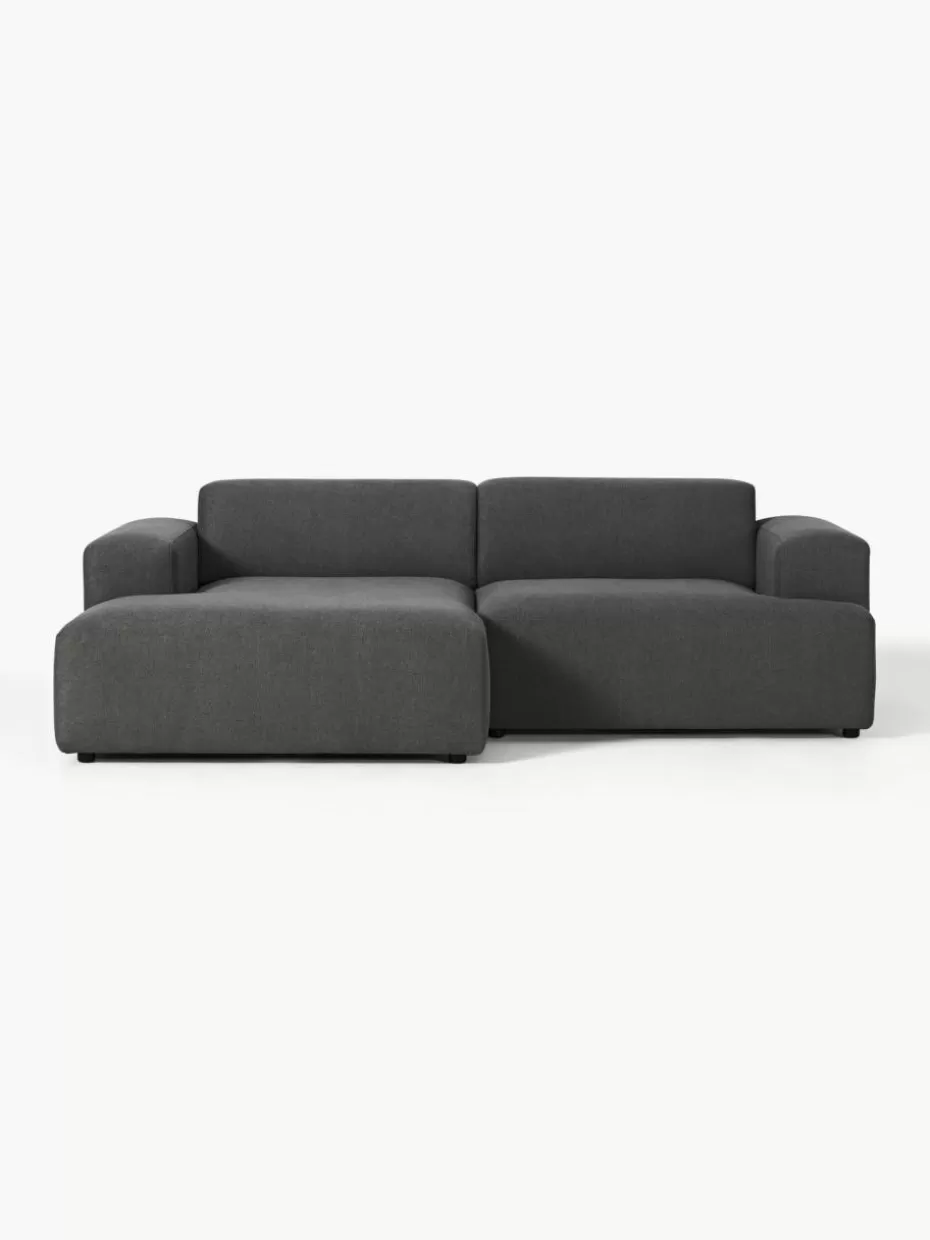Sofas | Sofaserien-Westwing Collection Ecksofa Melva (3-Sitzer) Webstoff Anthrazit