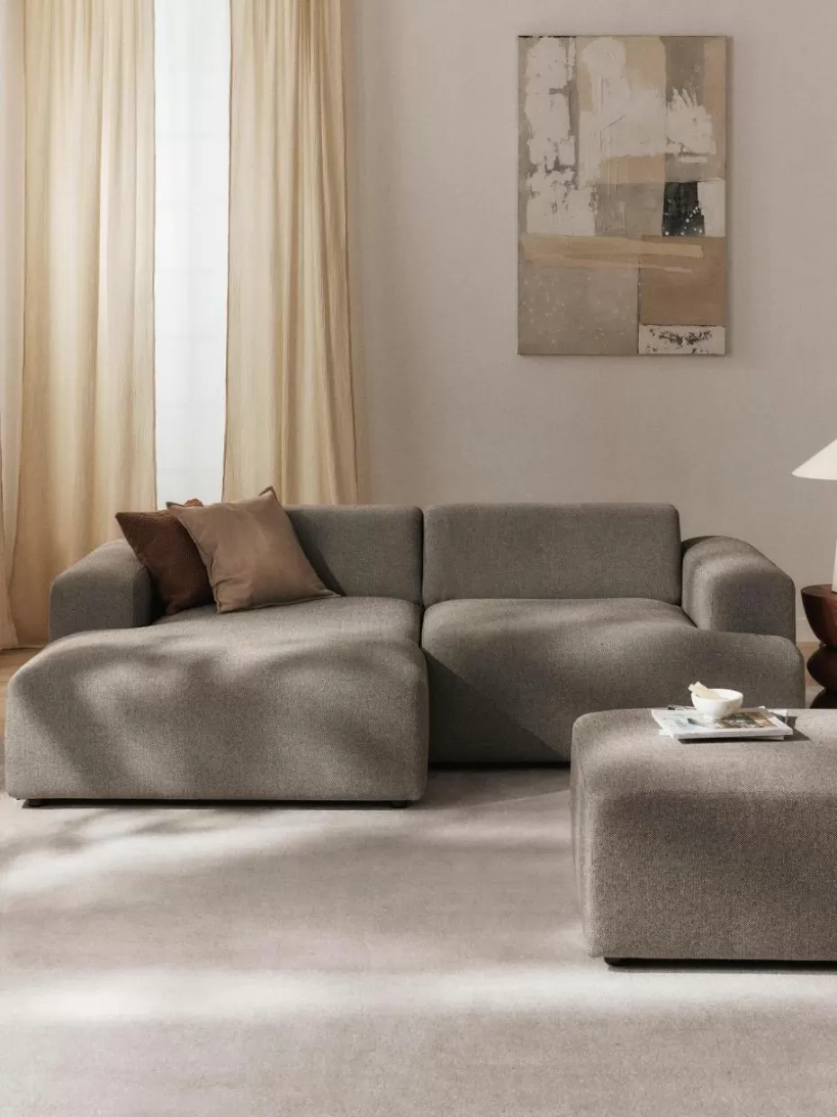 Sofas | Sofaserien-Westwing Collection Ecksofa Melva (3-Sitzer) Webstoff Greige