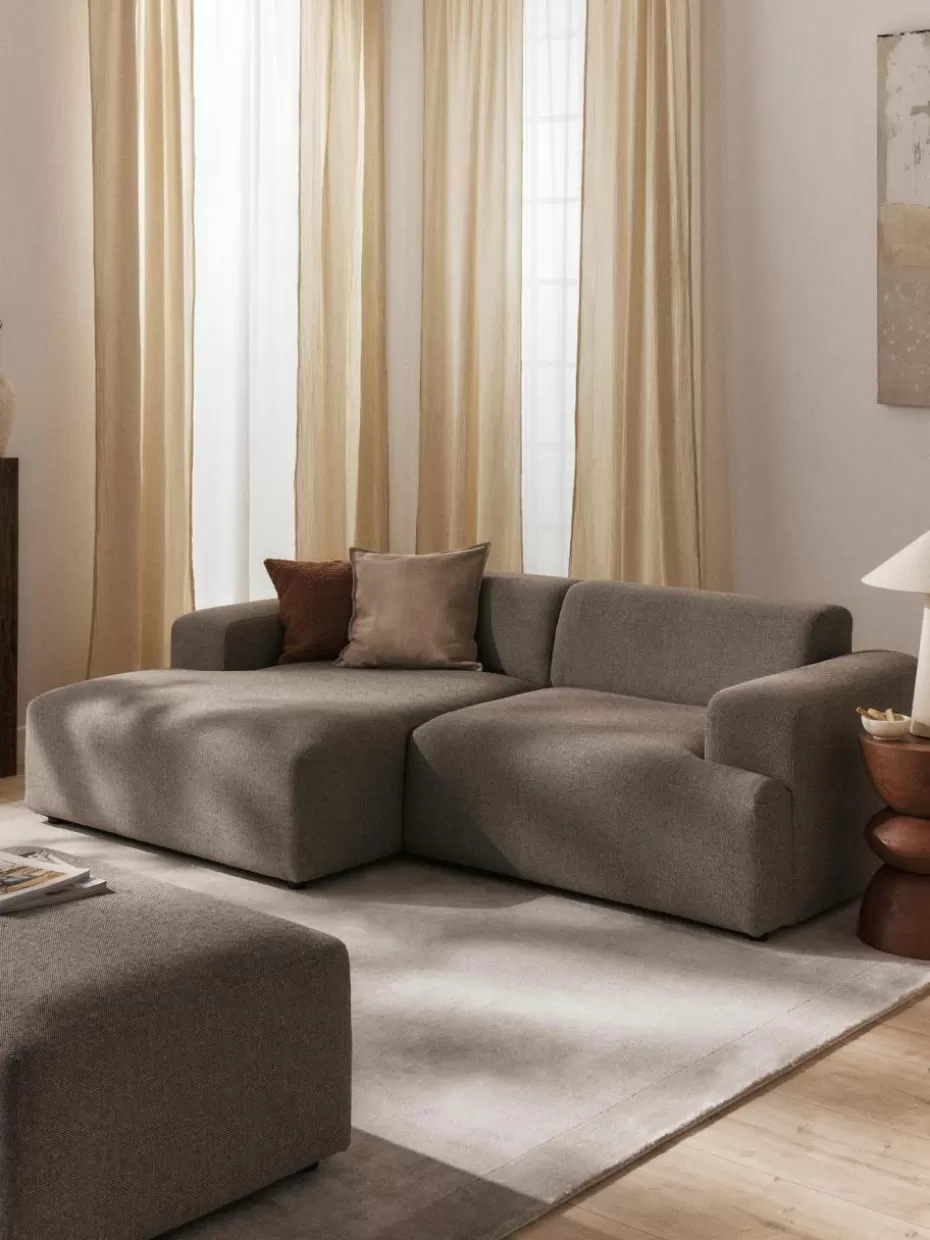 Sofas | Sofaserien-Westwing Collection Ecksofa Melva (3-Sitzer) Webstoff Dunkelgrau