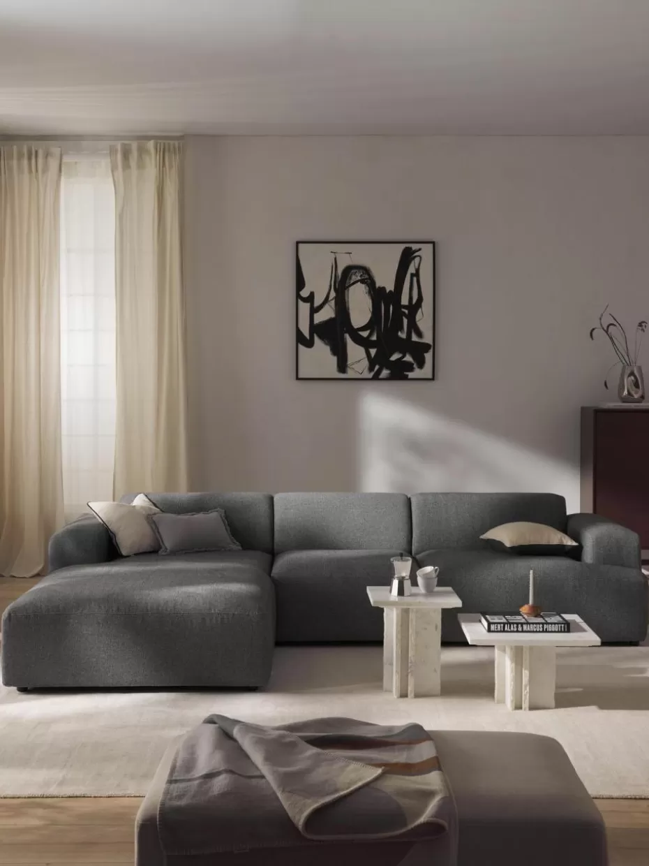 Sofas-Westwing Collection Ecksofa Melva (4-Sitzer) Webstoff Dunkelgrau