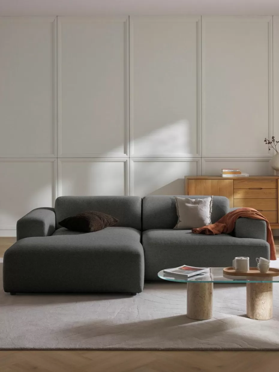 Sofas | Sofaserien-Westwing Collection Ecksofa Melva (3-Sitzer) Webstoff Anthrazit