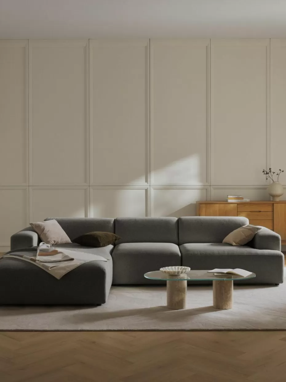Sofas | Sofaserien-Westwing Collection Ecksofa Melva (4-Sitzer) Webstoff Anthrazit