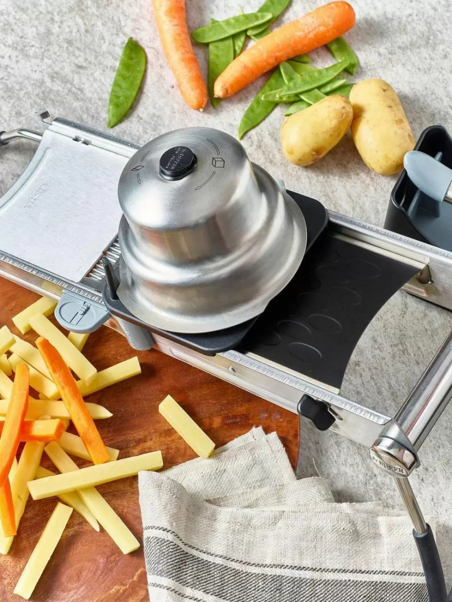 Küchenhelfer-De Buyer Edelstahl-Juliennehobel Mandoline mit Rotationskontrollsystem
