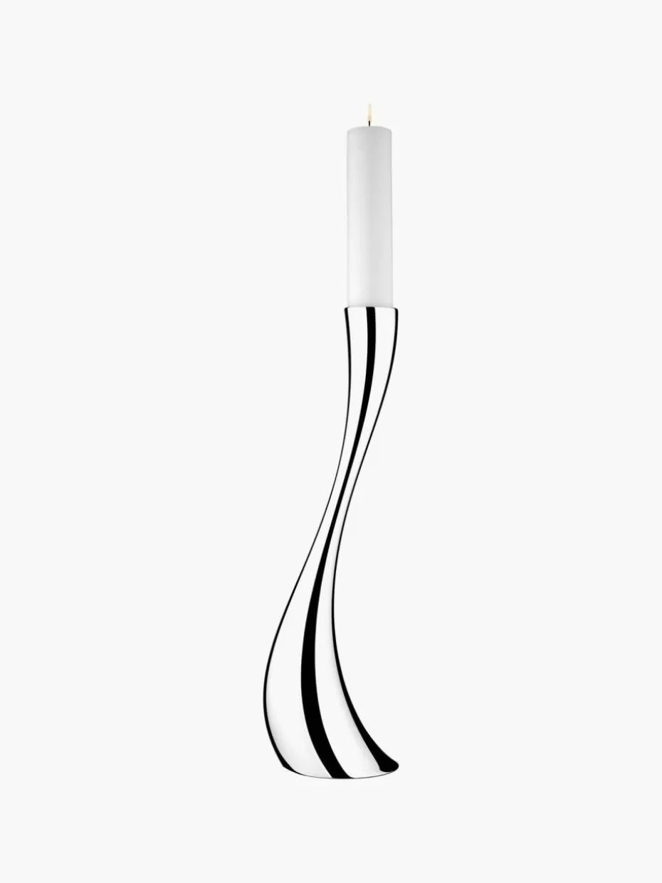 Kerzenständer & Kerzenhalter-Georg Jensen Edelstahl-Kerzenhalter Cobra in organischer Form, H 60 cm