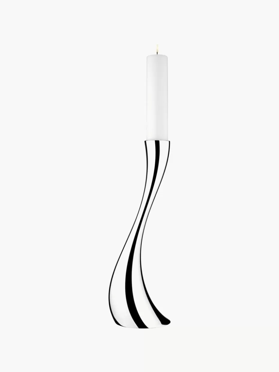 Kerzenständer & Kerzenhalter-Georg Jensen Edelstahl-Kerzenhalter Cobra in organischer Form, H 50 cm