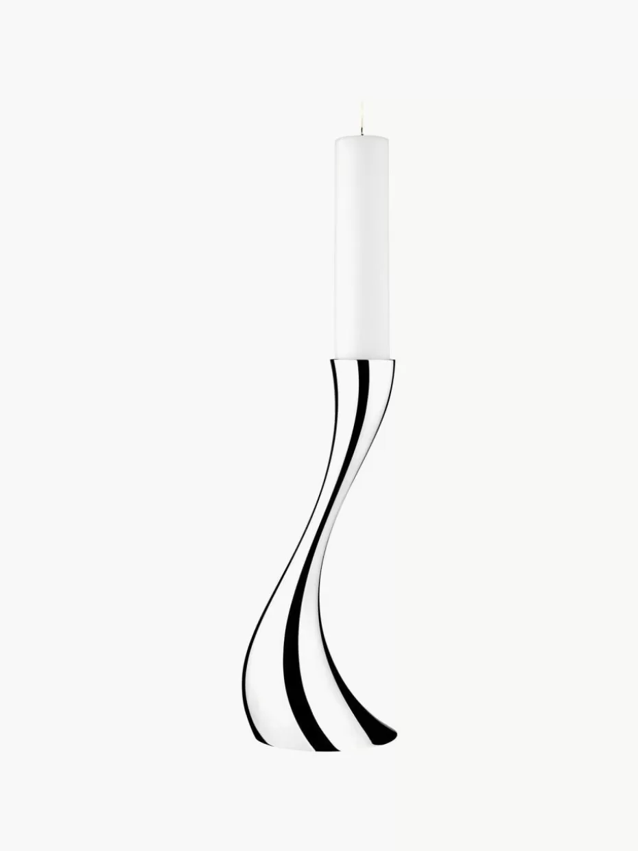 Kerzenständer & Kerzenhalter-Georg Jensen Edelstahl-Kerzenhalter Cobra in organischer Form, H 40 cm