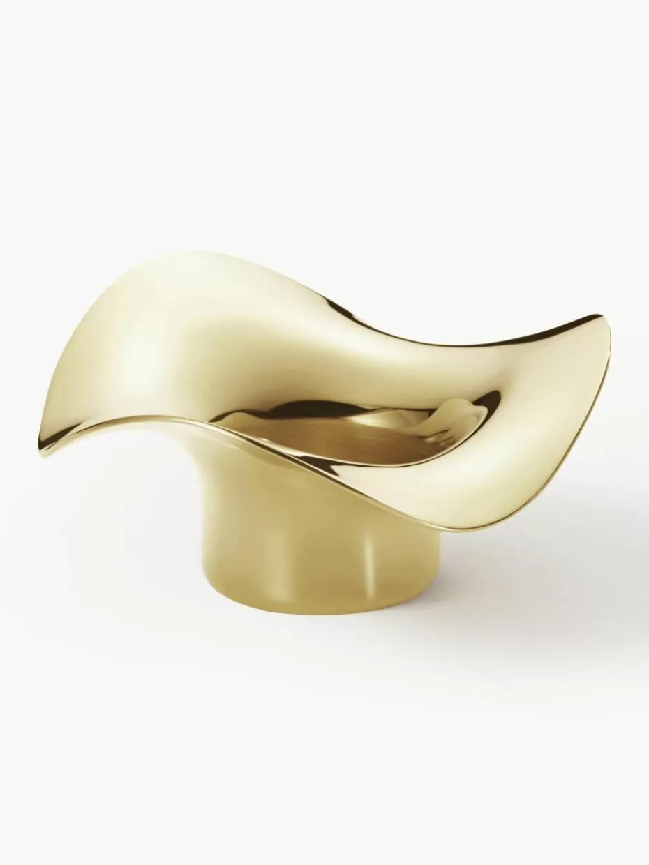 Weihnachtskerzen & Kerzenhalter | Festliche Eleganz-Georg Jensen Edelstahl-Teelichthalter Cobra in organischer Form, 2 Stück Goldfarben, hochglanzpoliert