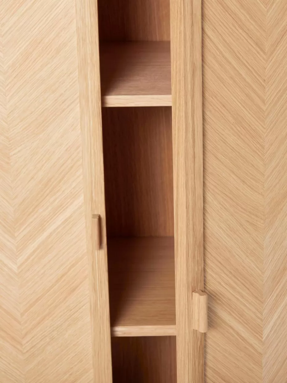 Kleiderschränke-Hübsch Eichenholz-Kleiderschrank Herringbone mit Fischgrätmuster