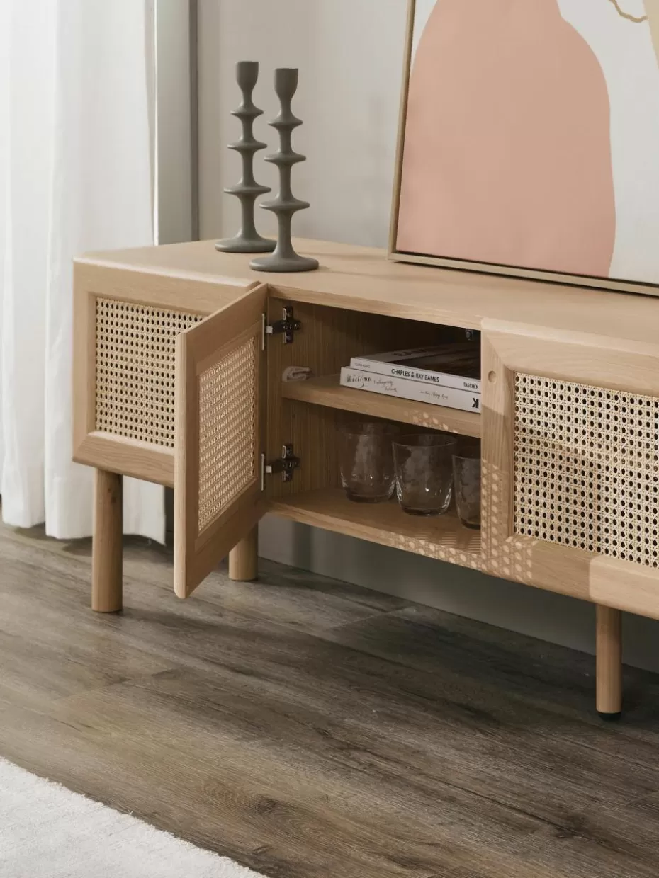 Kommoden & Sideboards-Westwing Collection Eichenholz-Lowboard Jolie mit Wiener Geflecht