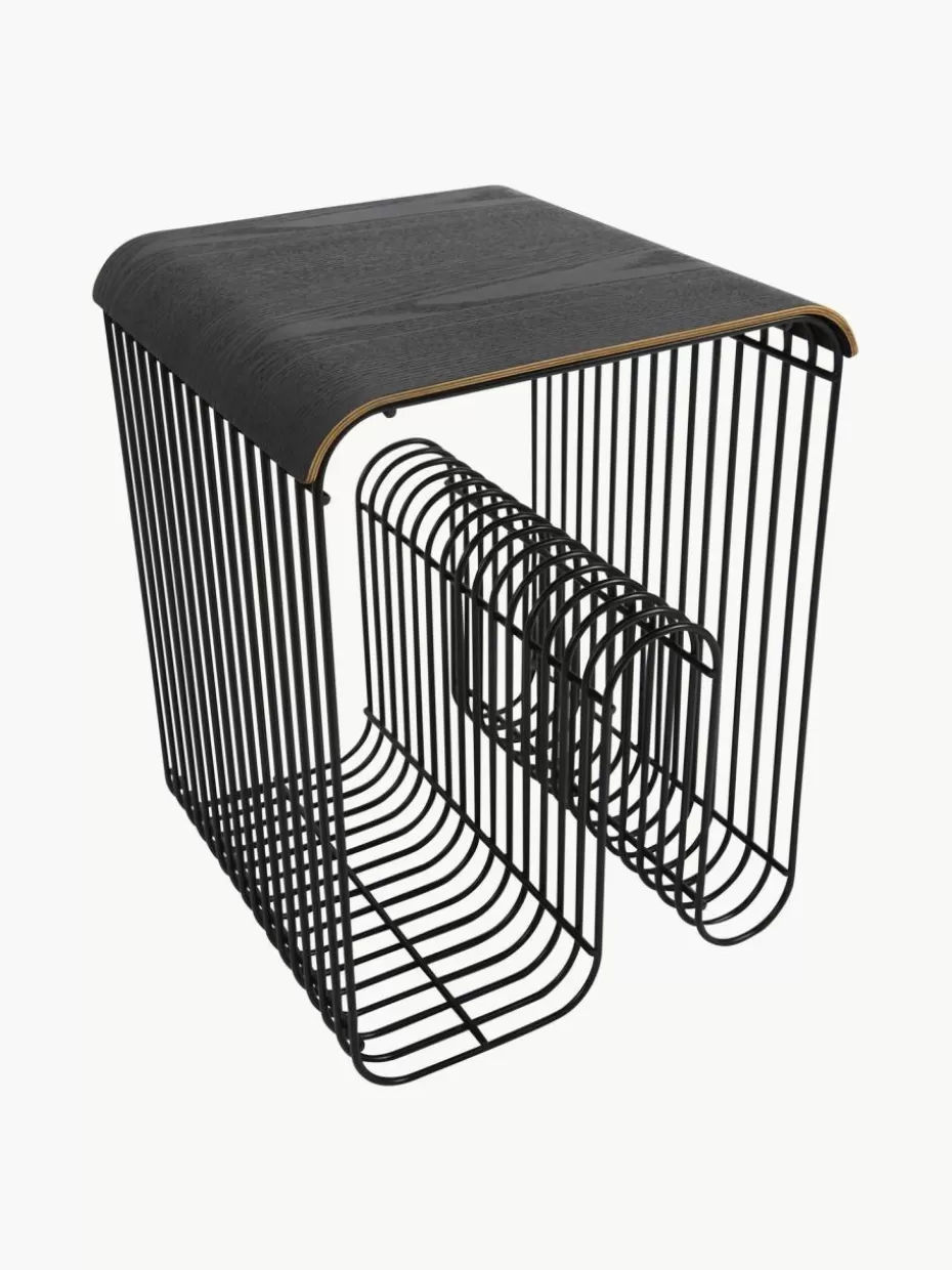 Hocker | Beistelltische-Aytm Eichenholz-Platte Curva für Hocker Eichenholz, anthrazit lackiert