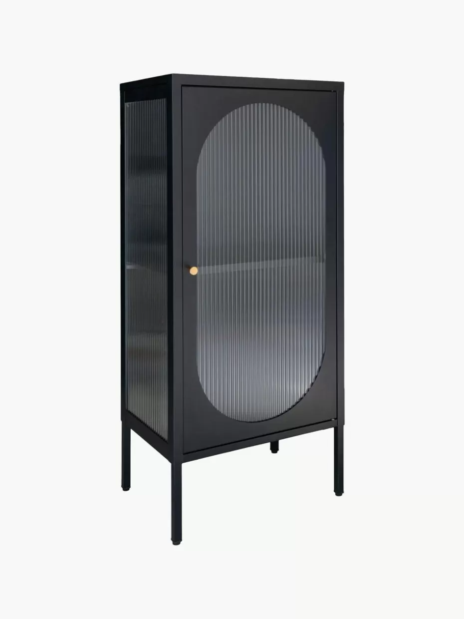 Vitrinen-Westwing Eichenholz-Vitrine Adelaide mit Rillenglas