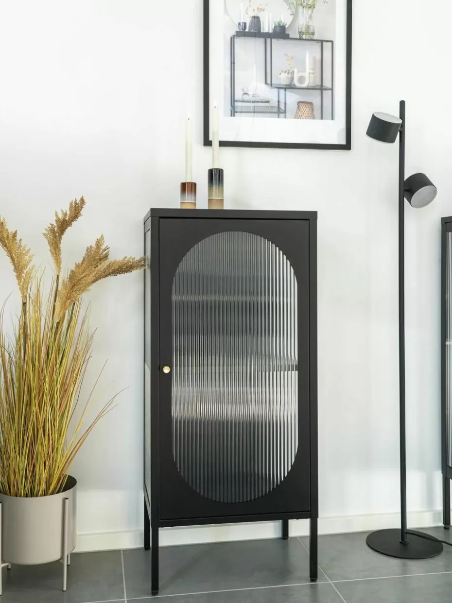 Vitrinen-Westwing Eichenholz-Vitrine Adelaide mit Rillenglas