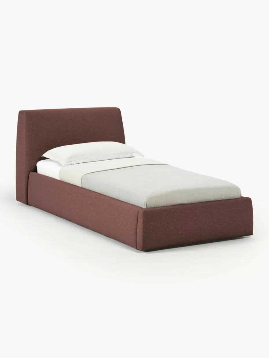 Betten-Westwing Collection Einzelbett Cloud Webstoff Weinrot
