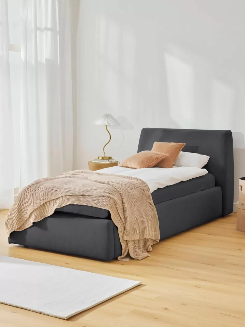 Betten-Westwing Collection Einzelbett Cloud Webstoff Anthrazit