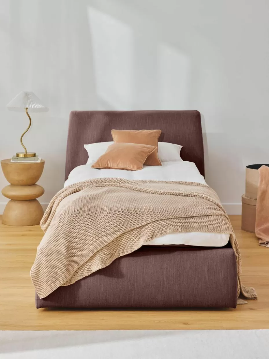 Betten-Westwing Collection Einzelbett Cloud Webstoff Weinrot