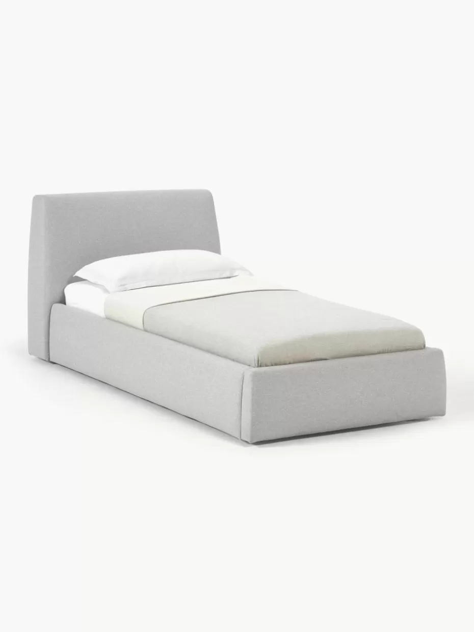 Betten-Westwing Collection Einzelbett Cloud mit Stauraum Webstoff Hellgrau