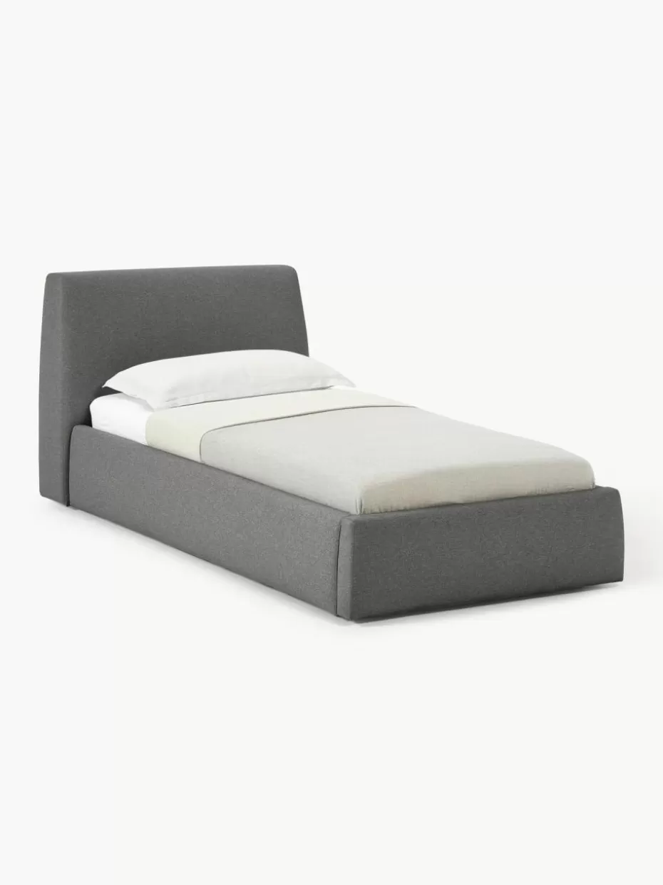 Betten-Westwing Collection Einzelbett Cloud mit Stauraum Webstoff Anthrazit