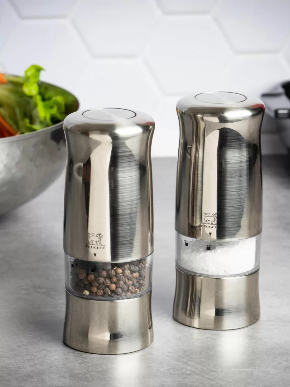 Gewürzmühlen-Peugeot Saveurs Elektrische Salz- & Pfeffermühle Zeli, 2er-Set