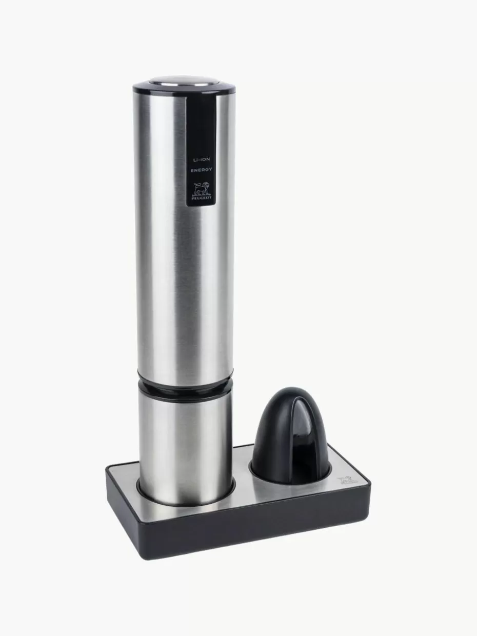 Küchenhelfer-Peugeot Saveurs Elektrischer Korkenzieher Elis Touch Silberfarben, Schwarz