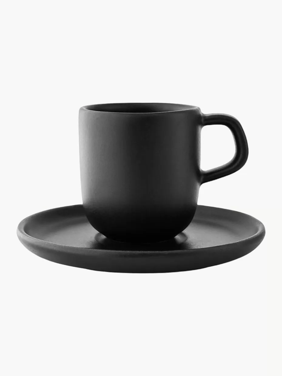 Tassen-Eva Solo Espressotassen Nordic Kitchen mit Untertassen, 4 Stück