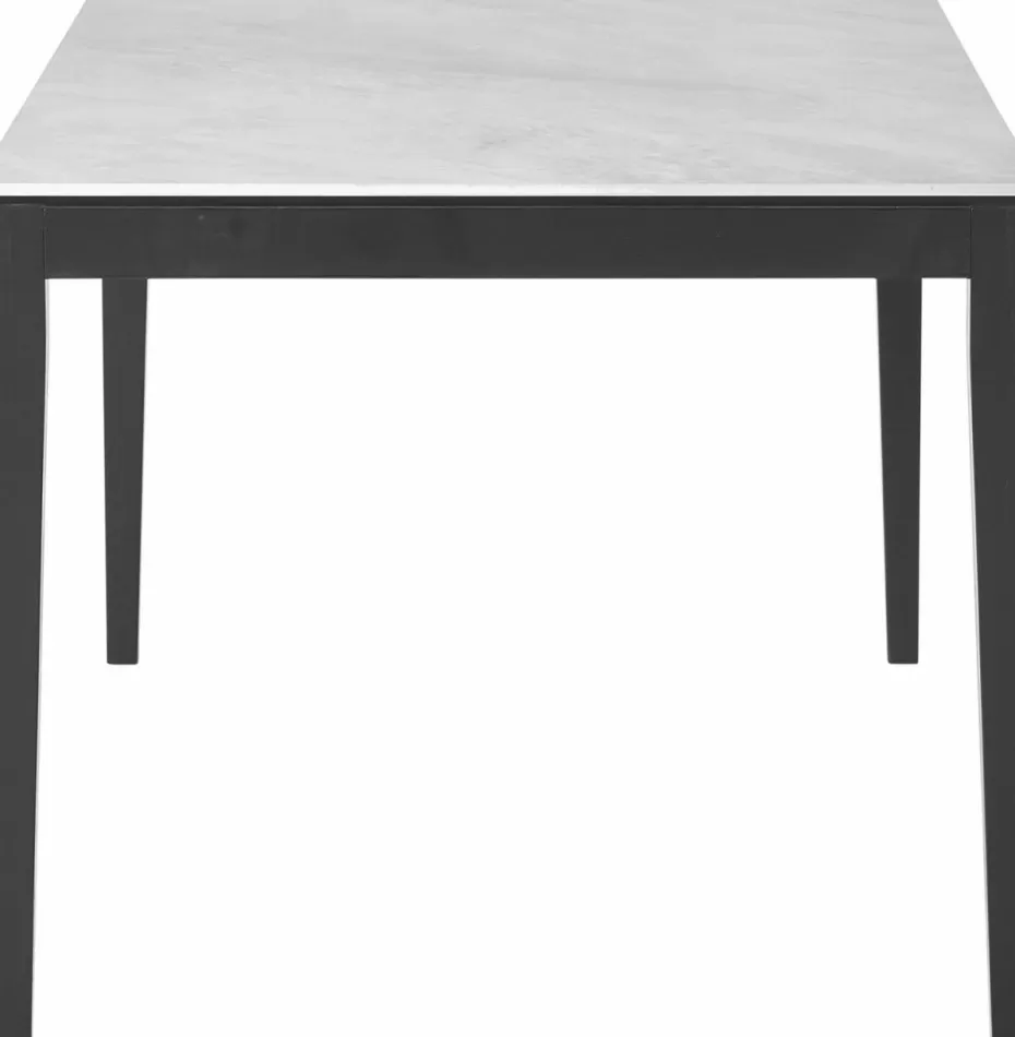 Esstische-Westwing Collection Esstisch Jackson mit Tischplatte in Marmor-Optik, in verschiedenen Größen Marmor-Optik Weiß, Eichenholz schwarz lackiert