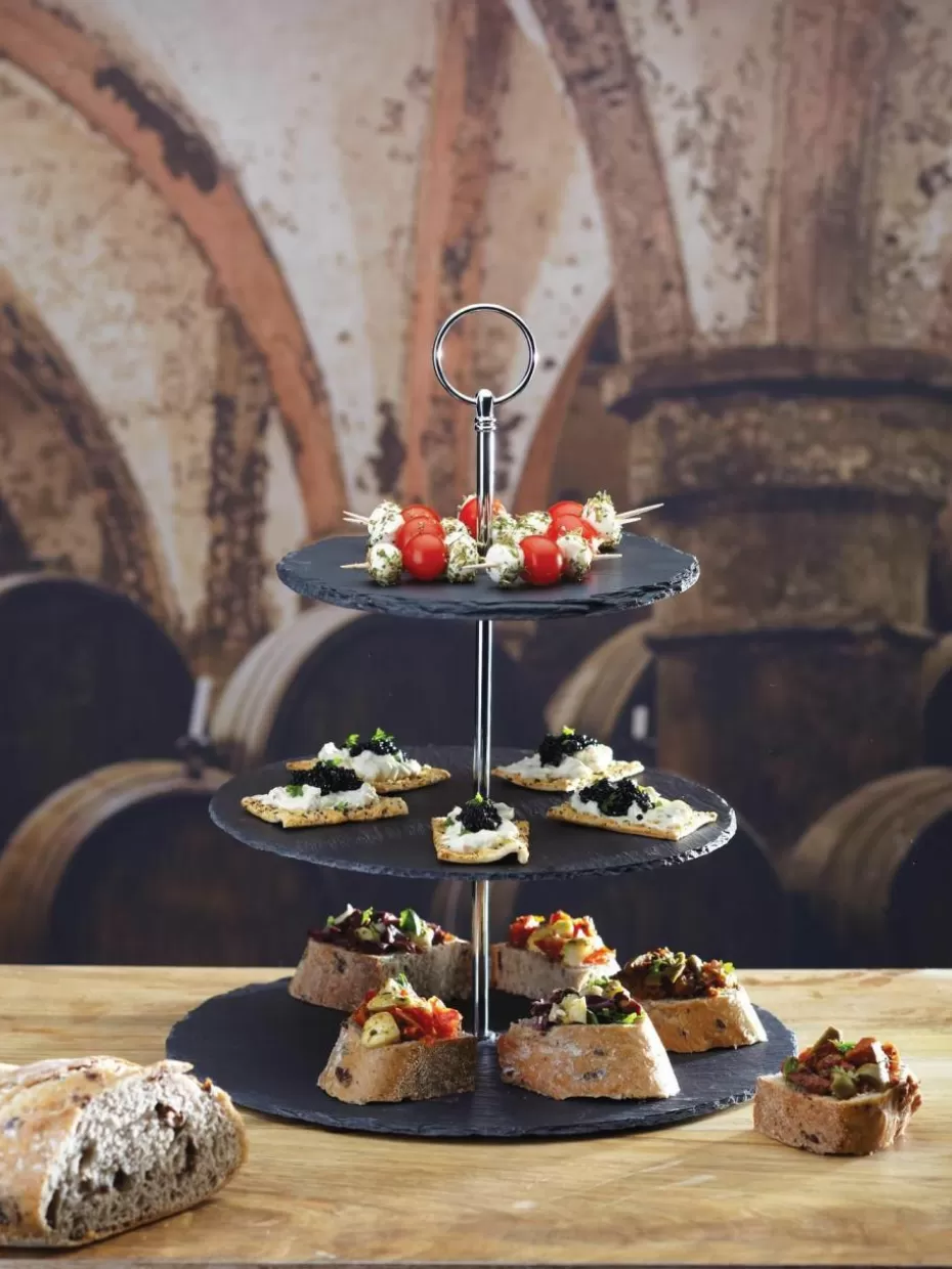 Etageren & Tortenplatten-Westwing Etagere Cooper mit Schiefernplatten