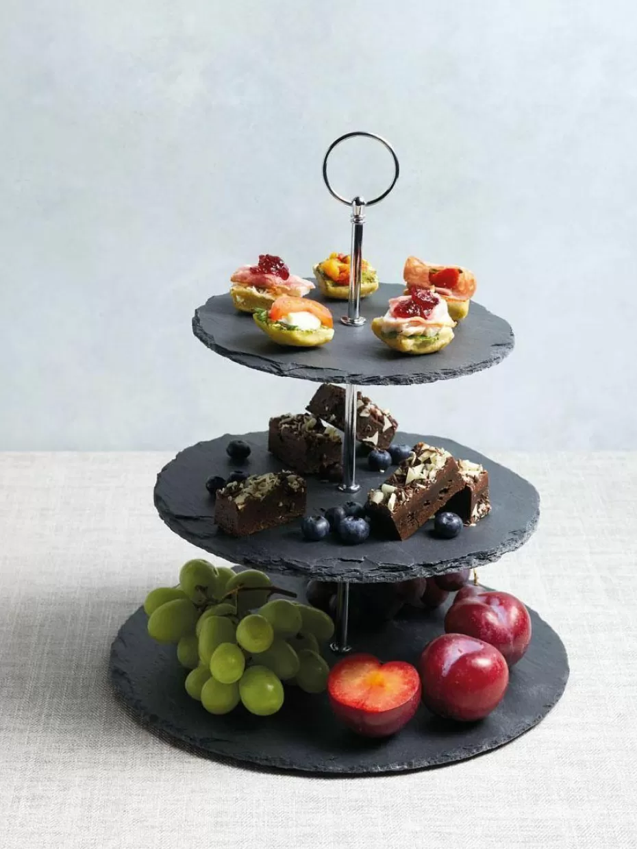 Etageren & Tortenplatten-Westwing Etagere Cooper mit Schiefernplatten