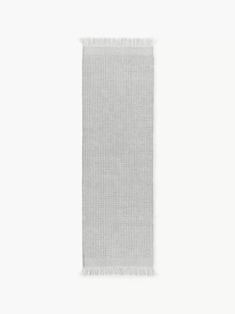 Rechteckige Teppiche-Westwing Collection Flachgewebter Läufer Ryder mit Fransen