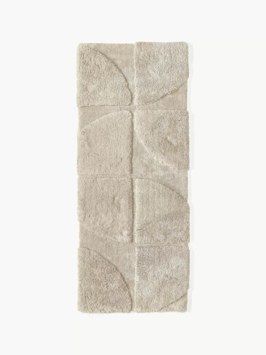 Läufer-Westwing Collection Flauschiger Hochflor-Läufer Jade mit erhabener Hoch-Tief-Struktur Beige