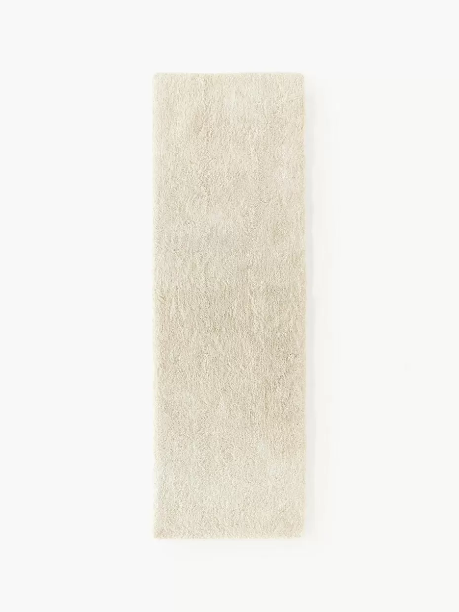 Läufer-Westwing Collection Flauschiger Hochflor-Läufer Leighton Cremeweiß