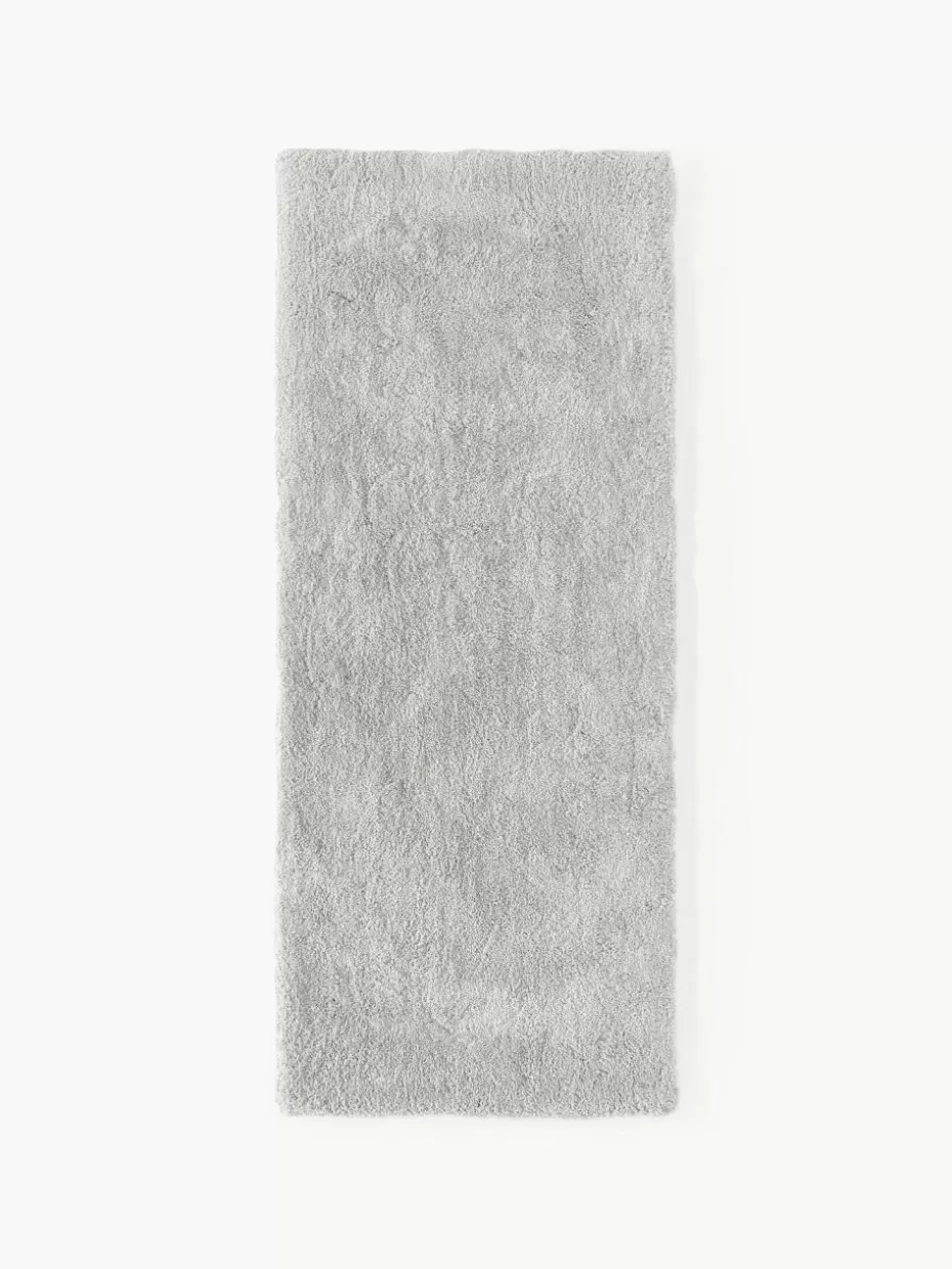 Läufer-Westwing Collection Flauschiger Hochflor-Läufer Leighton Hellgrau