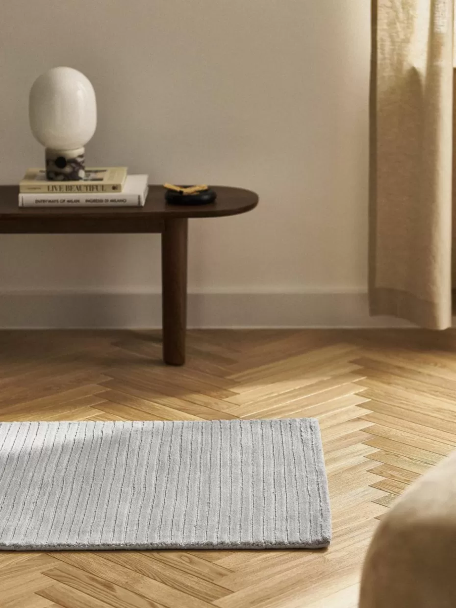 Läufer-Westwing Collection Flauschiger Hochflor-Läufer Wes mit Hoch-Tief-Struktur, handgewebt Hellgrau