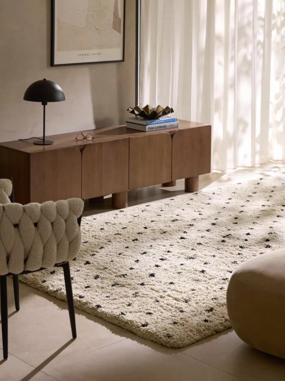 Rechteckige Teppiche-Westwing Collection Flauschiger Hochflor-Teppich Ayana, gepunktet