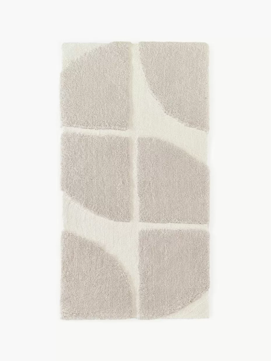 Rechteckige Teppiche-Westwing Collection Flauschiger Hochflor-Teppich Jade mit erhabener Hoch-Tief-Struktur Beige, Cremeweiß