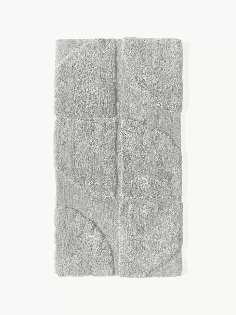 Rechteckige Teppiche-Westwing Collection Flauschiger Hochflor-Teppich Jade mit erhabener Hoch-Tief-Struktur Hellgrau