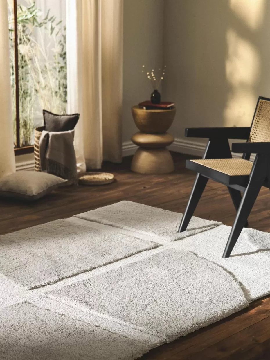 Rechteckige Teppiche-Westwing Collection Flauschiger Hochflor-Teppich Jade mit erhabener Hoch-Tief-Struktur Hellgrau