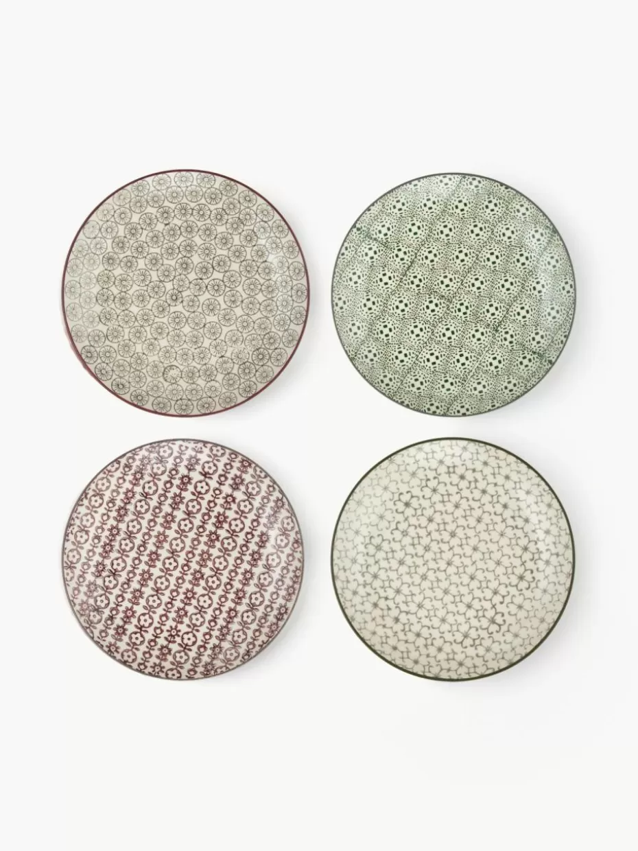 Teller-Bloomingville Frühstücksteller Karine mit kleinem Muster, 4er-Set