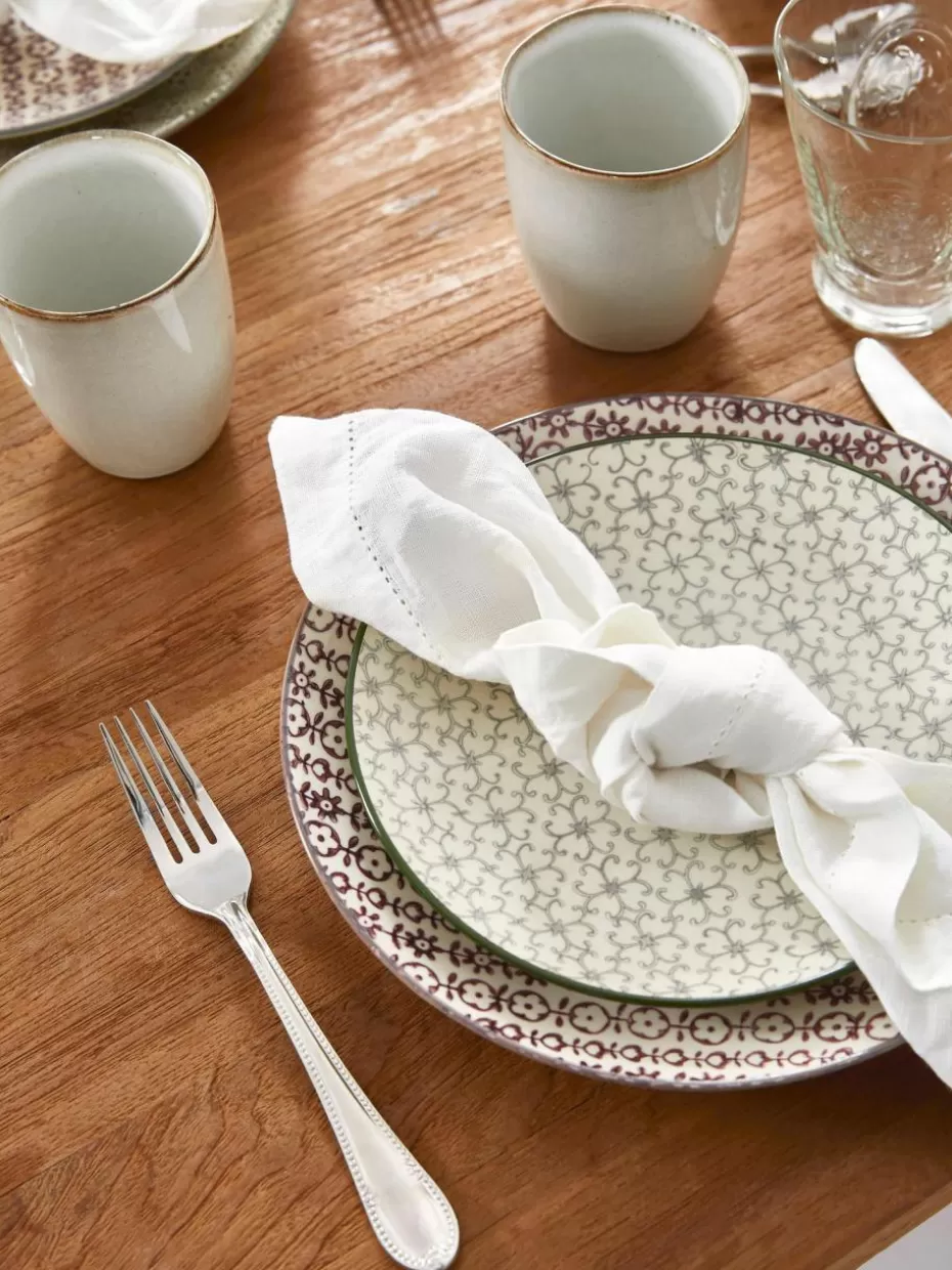 Teller-Bloomingville Frühstücksteller Karine mit kleinem Muster, 4er-Set