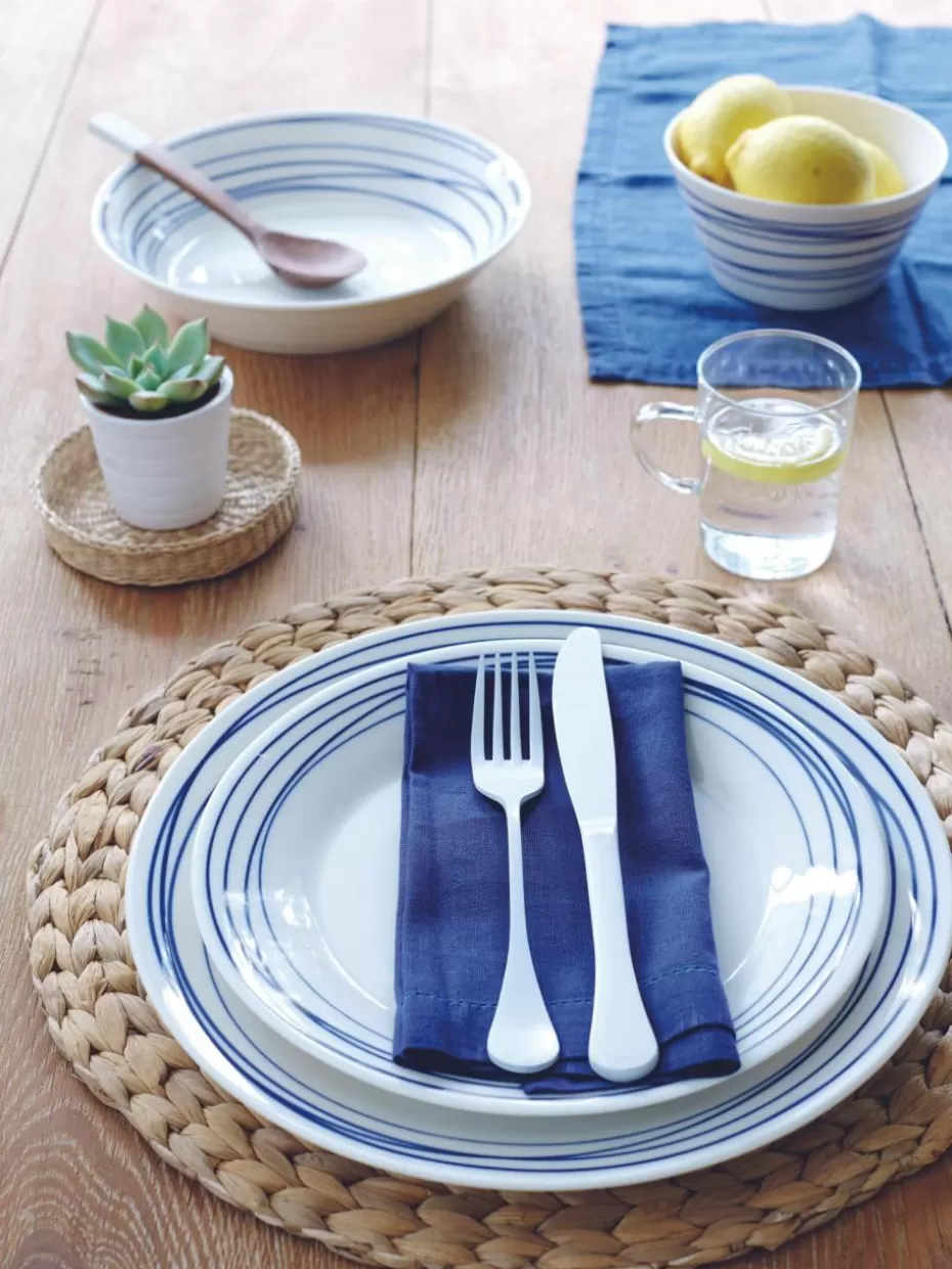 Teller-Royal Doulton Frühstücksteller Pacific Blue aus Porzellan Liniert