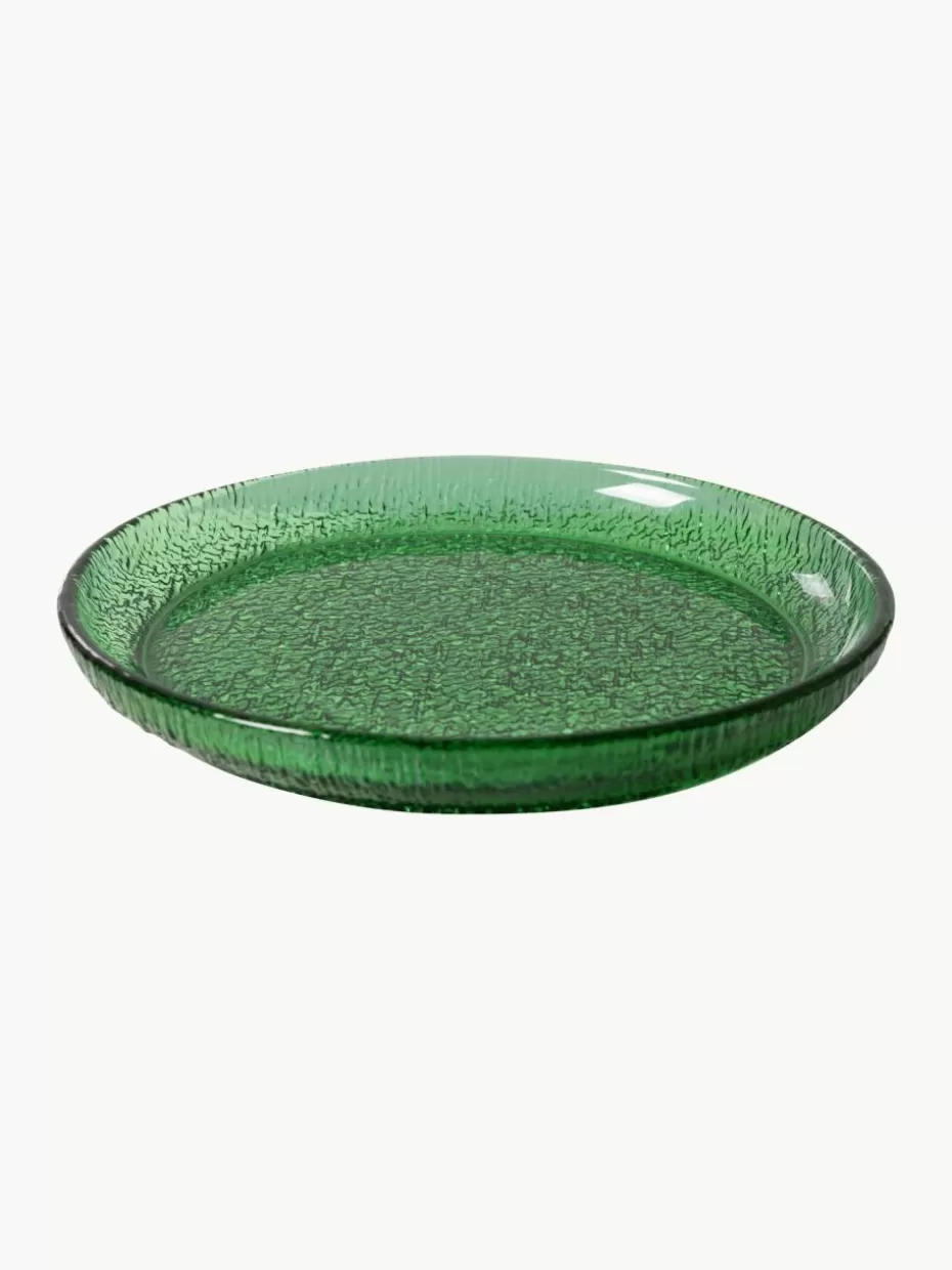 Teller-HKLIVING Frühstucksteller The Emeralds aus Glas, 2 Stück