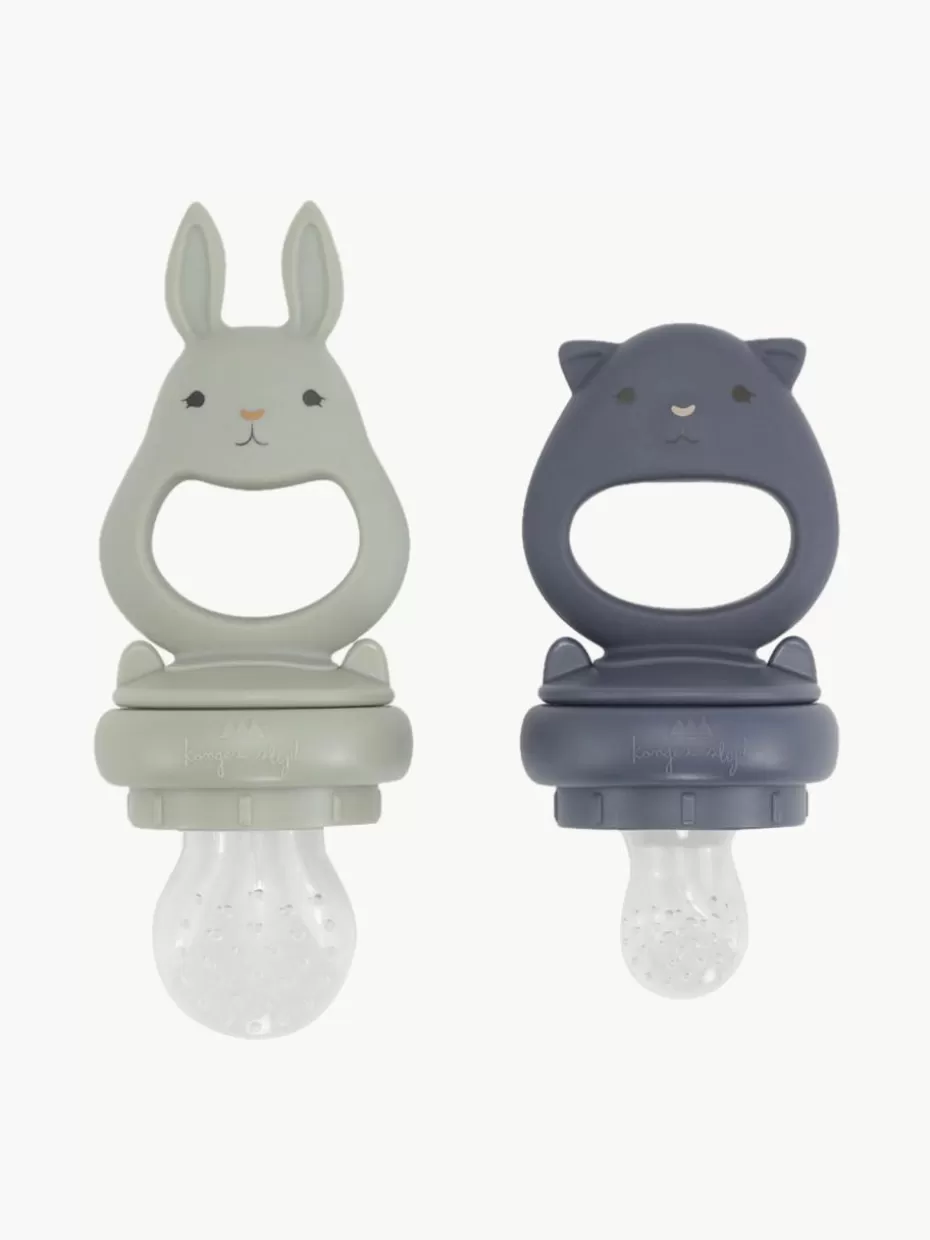 Brotboxen & Flaschen-Konges Slojd Fruchtsauger Bunny, 2er-Set Hellgrau, Graublau