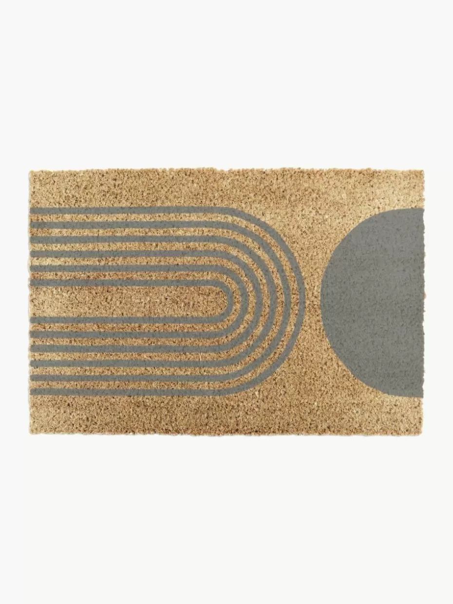 Fußmatten-Westwing Fußmatte Abstract Half Moon Beige, Grau