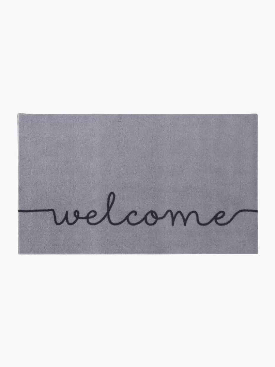 Fußmatten-Westwing Fußmatte Cozy Welcome Dunkelgrau, Schwarz