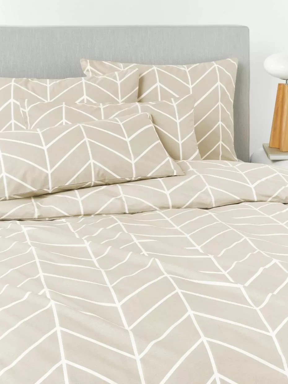 Kopfkissenbezüge-Westwing Collection Gemusterter Baumwoll-Kopfkissenbezug Mirja Hellbeige