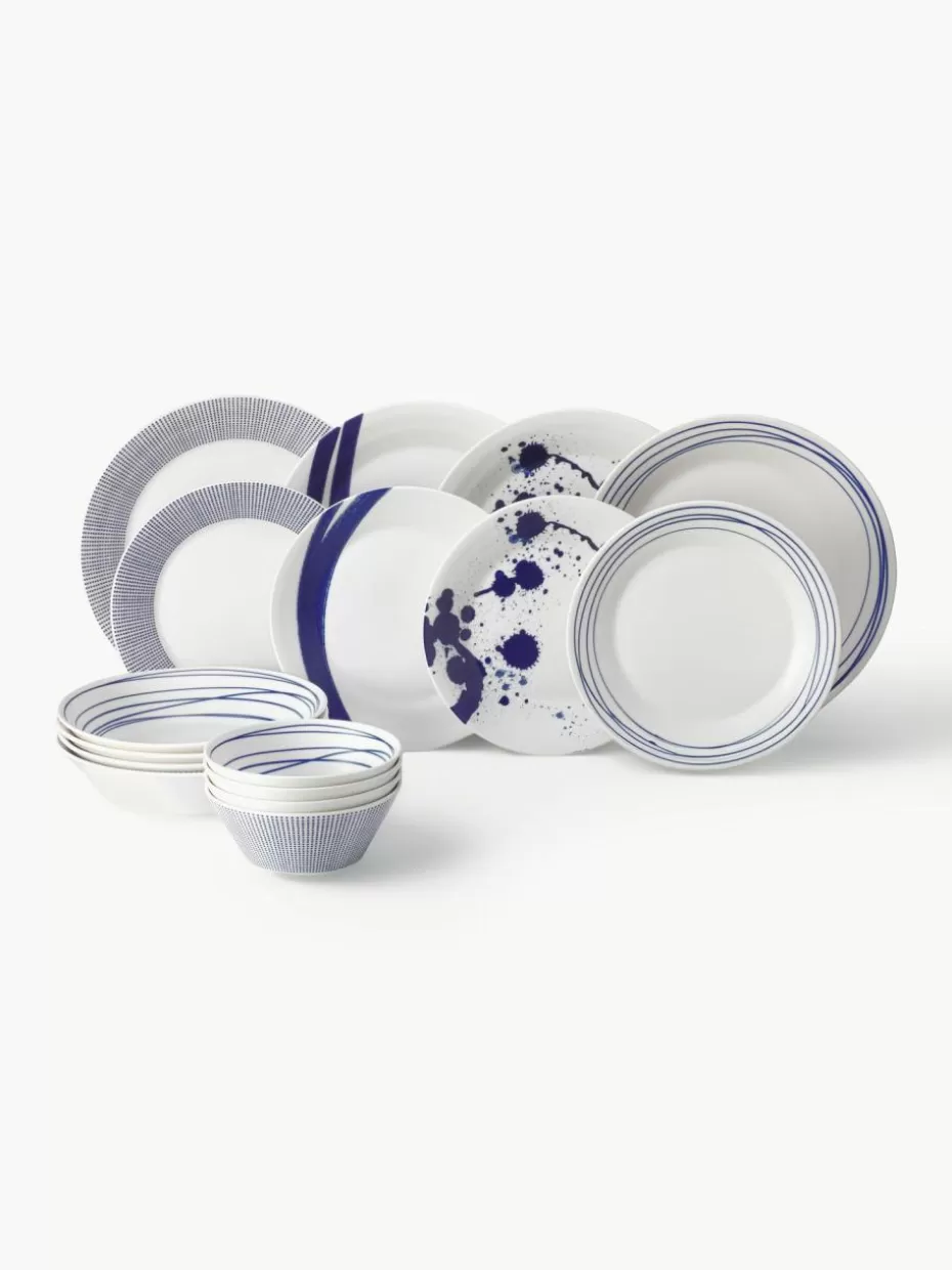 Geschirr-Sets-Royal Doulton Geschirr-Set Pacific Blue aus Porzellan, 4 Personen (16-tlg.)