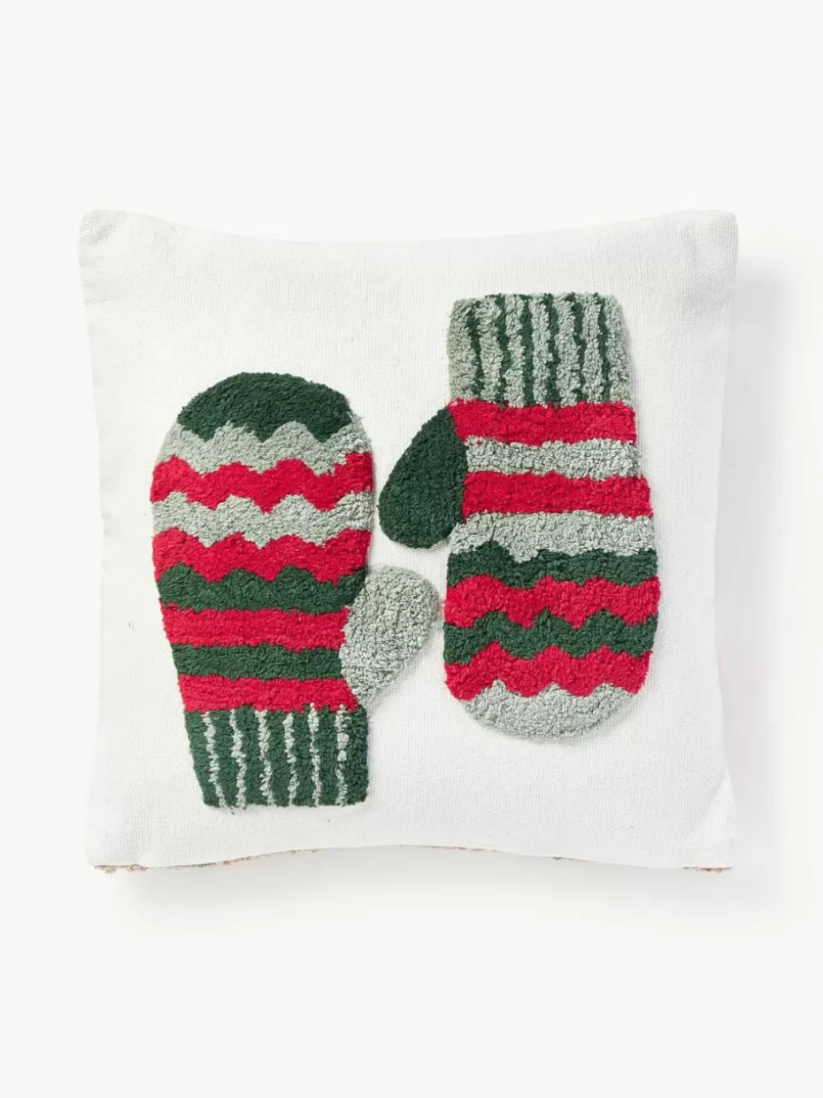 Weihnachtskissen | Dekokissen-Westwing Collection Getuftete Wendekissenhülle Nathaniel mit winterlichem Motiv Rot, Grün
