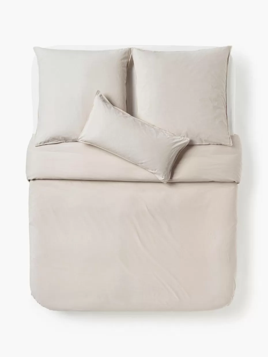 Bettwäsche-Westwing Collection Gewaschener Baumwollperkal-Bettdeckenbezug Debbie Hellbeige
