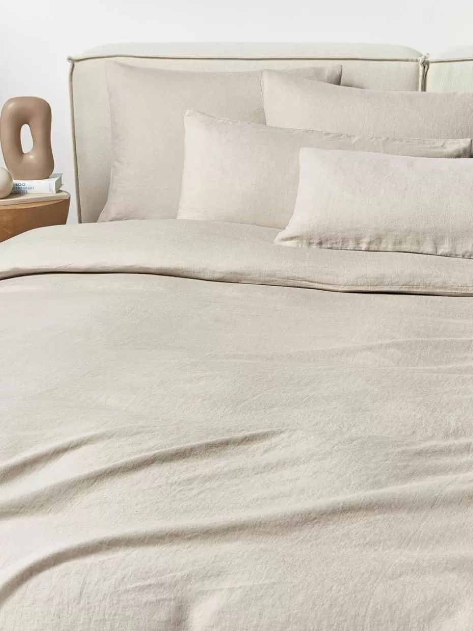 Bettwäsche-Westwing Collection Gewaschener Leinen-Bettdeckenbezug Airy Hellbeige