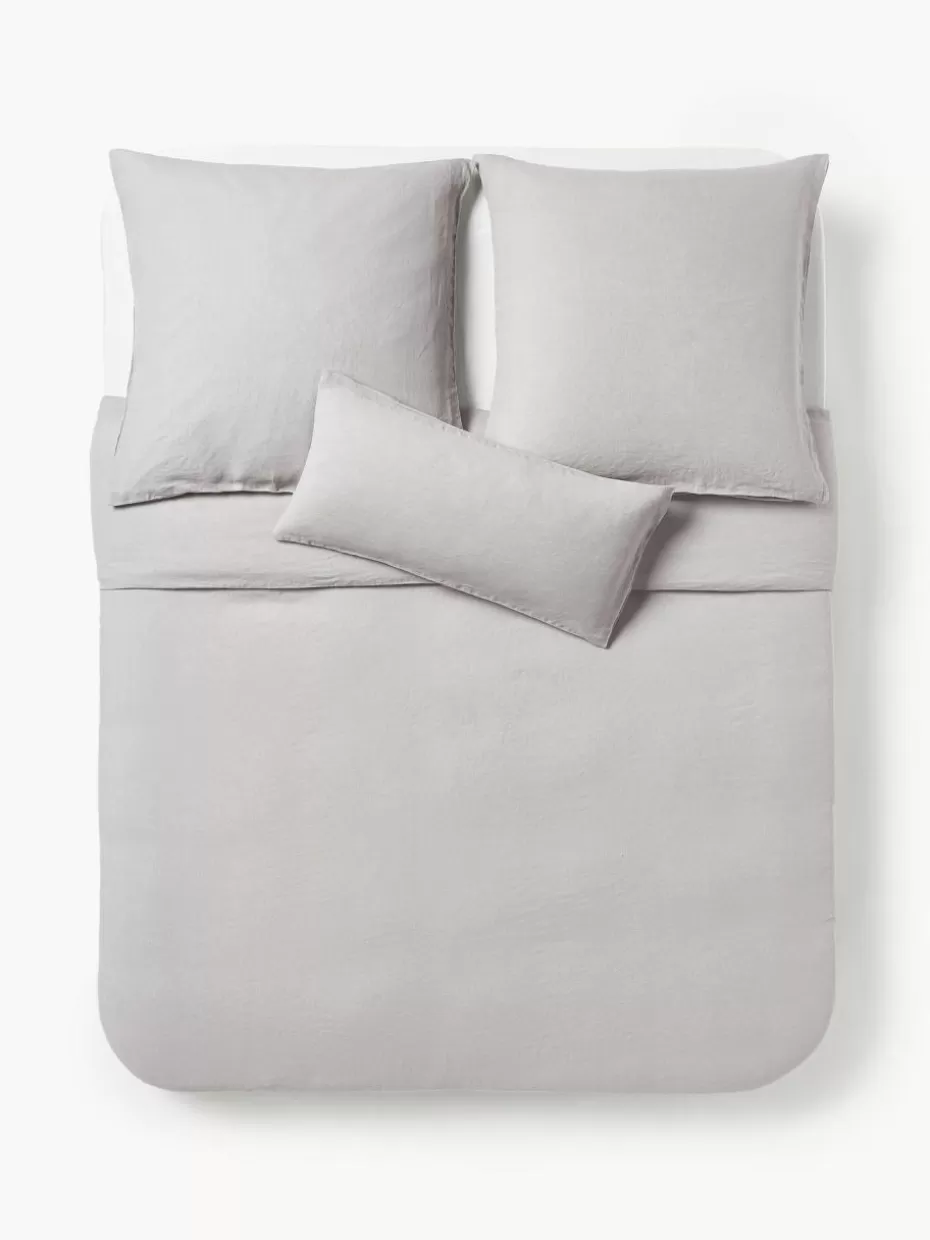 Bettwäsche-Westwing Collection Gewaschener Leinen-Bettdeckenbezug Airy Grau